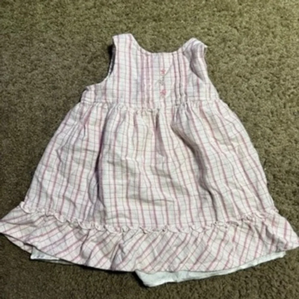 Vintage Laura Ashley Pink‎ Plaid Floral Embroidered Cotton Dress 18M Cottagecore